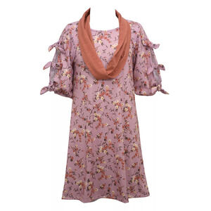 Bonnie Jean Three Quarter Sleeves Knit Dress with Novelty Tie Sleeves